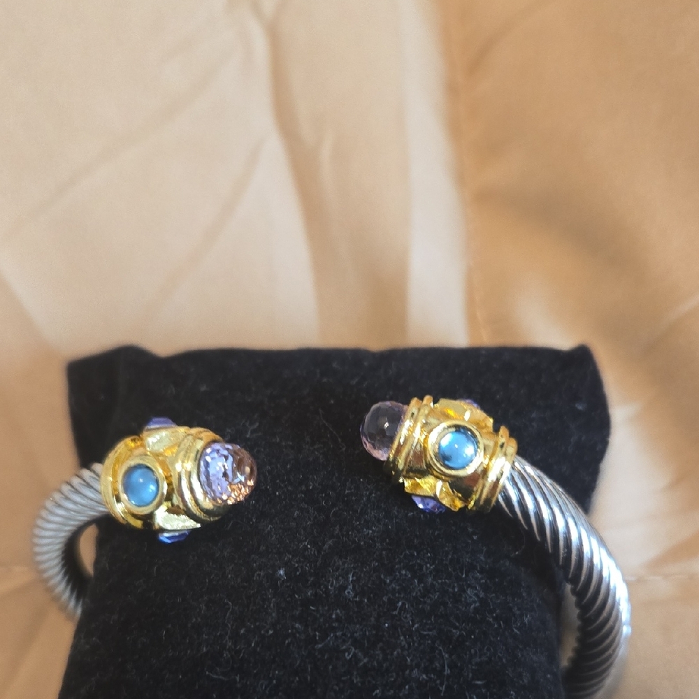 Be Inspired Gold and Silver Bracelet with Blue and Purple Accents